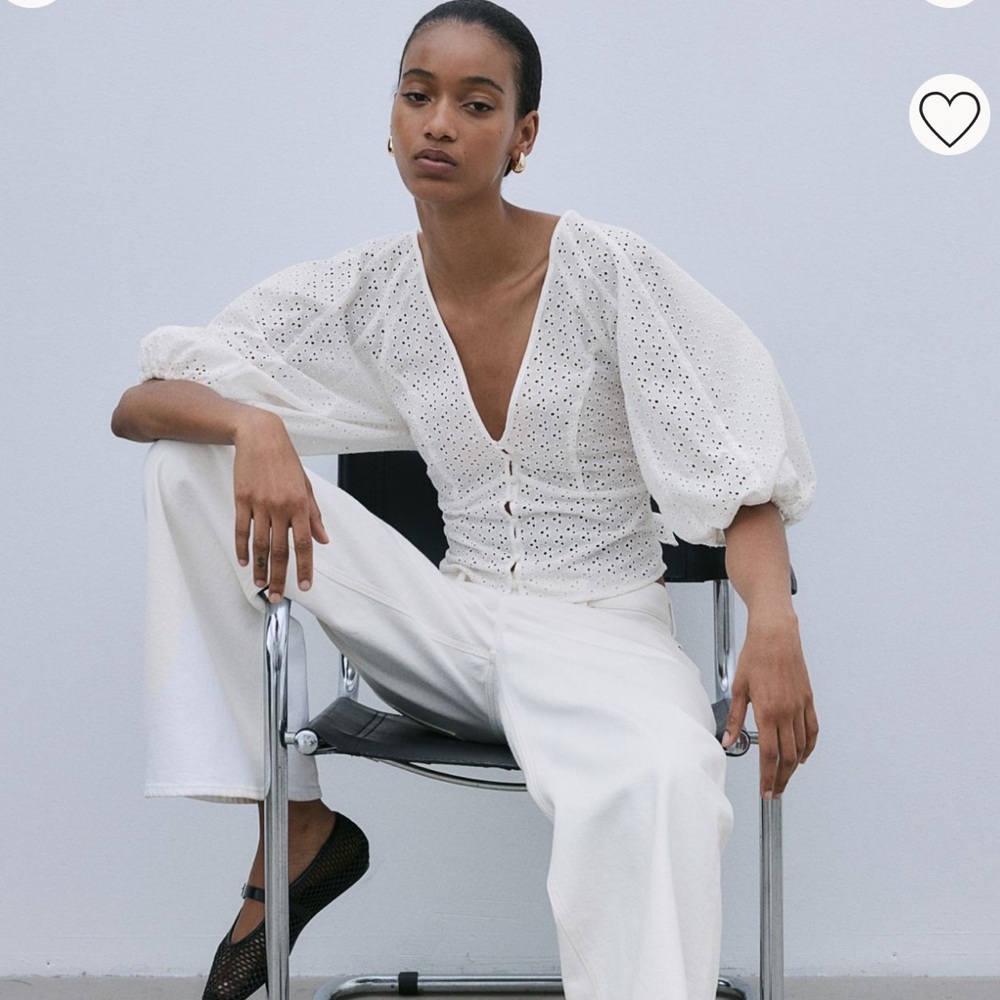 H&M Blouse with Eyelet Embroidery